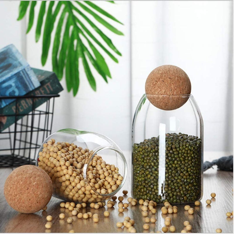 Piscepio Glass Jar with Wood Lid Ball Jar Small Food Storage Container Clear Candy Jars Canister Sugar Coffee Tea Beans Spice Salt Storage 2 PSC 500 ML - Image 5